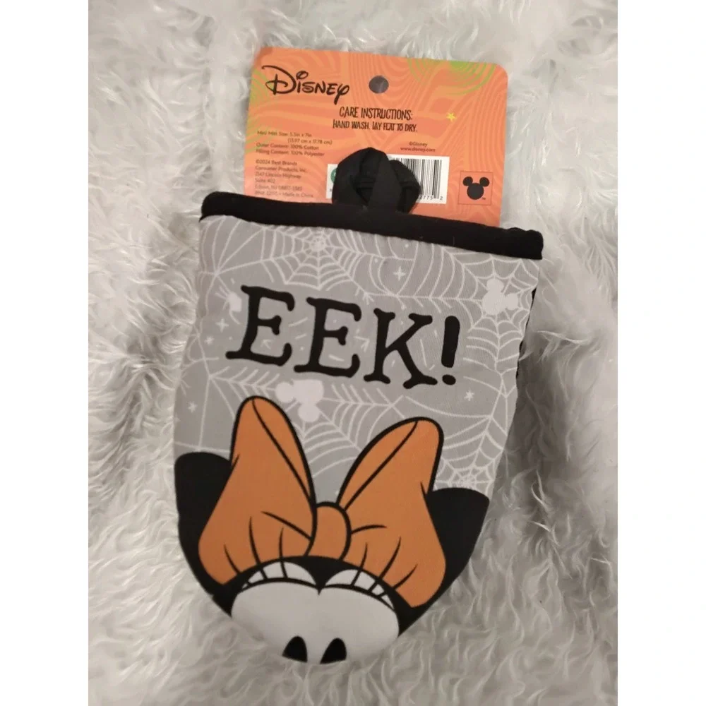 Disney Minnie Mouse Halloween EEK 2 Pack Mini Mitts Gray Orange Spiderweb New